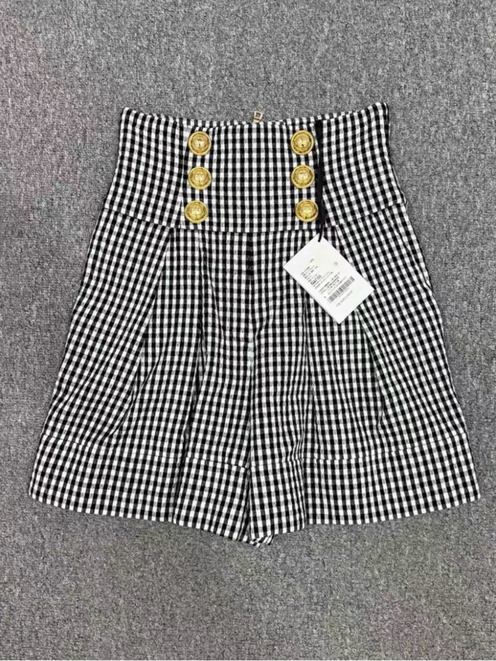 🚩steal Balmain Black and White Gingham Jacket with Gold Buttons
